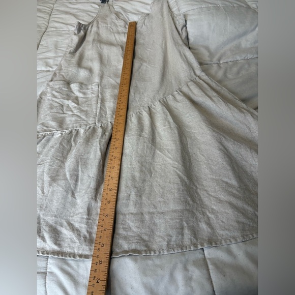 Garnet Hill 100% linen beige minimalist dress size 8 sleeveless - Picture 8 of 12